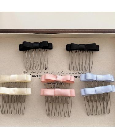 amangul Ribbon Bowknot Hair Comb for Girl Hairpin Comb Hairclip Barrettes for Women Side Bangs Sweet Hair Styling Tool(Black) - Buy Online on GoSupps.com