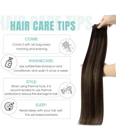 Youngsee Clip In Extensions - 55cm Real Hair Balayage Brown Ombre Remy 120g (7pcs) - Long Clip In Hair Extensions for Women - Buy Online on GoSupps.com