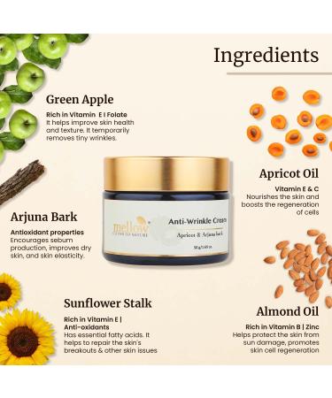 Mellow Herbals Ayurvedic Anti-Wrinkle Skin Firming Cream - Moisturizes & Tightens Skin Contains Babachi Ark Arjuna Bark & Green Apple Extracts Ayush Certified GMO Paraben & Silicone Free (50Gm - Buy Online on GoSupps.com