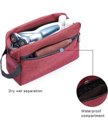 Etercycle Men's Waterproof Toiletry Bag - Portable Travel Wash Bag and Cosmetic Organizer - Gym Shaving Shower Dopp Kit with Handle (Wine Red) - Buy Online on GoSupps.com