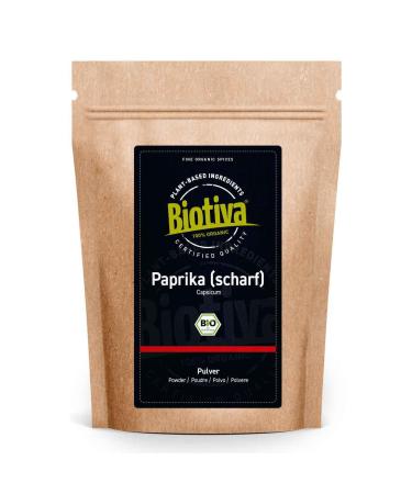 Organic hot paprika ground 100g - Intense paprika powder - 100% organic quality - Highly aromatic powder - For gourmets and connoisseurs - Packaged and controlled in Germany - Biotiva
