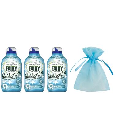 Fairy Outdoorable Non Bio Fabric Conditioner Huggably Soft for Sensitive Skin 55washes 3Pk 3 x 770ml + Our Gift for You: Organza Bag Size 9x7x0.1cm
