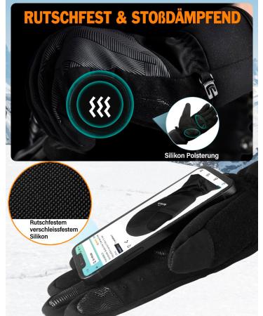 Winter Bicycle Gloves with 3M Thinsulate Insulation | Waterproof Touch Screen Ski Gloves for Men & Women | Anti-Slip Full Finger Cycling & Driving Gloves Black - Buy Online on GoSupps.com
