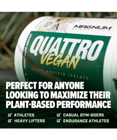 Magnum Nutraceuticals - Vegan Quattro Plant-Based Protein Powder - Vanilla Flavor 4lb Vanilla 4 Pound - Buy Online on GoSupps.com