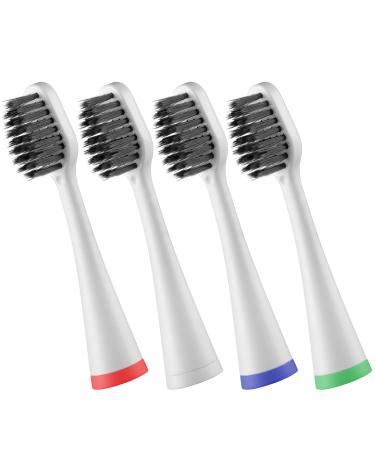 Replacement Toothbrush Heads for Waterpik Complete Care 5.0/9.0 (WP-861/CC-01) Charcoal Extra Soft Bristles 4 Count White Black Charcoal Bristles
