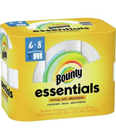 Bounty Essentials 2-Ply Paper Towels  Select-A-Size  11" x 5 7/8"  White  83 Sheets Per Roll  Carton Of 6 Rolls - Buy Online on GoSupps.com