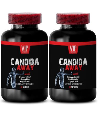 Oregano Extract Capsules - CANDIDA AWAY COMPLEX - Wormwood Extract Aloe Vera Leaf Gel Candida Support Organic for Men and Women Black Walnut Hull Powder Anise Seed Reishi 2 Bottles 120 Capsules