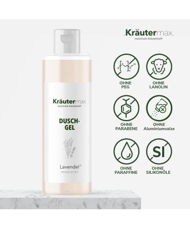 Herbal Max Krautermax Lavender shower gel with oil for relaxation also as soap and shampoo 250 ml - Buy Online on GoSupps.com