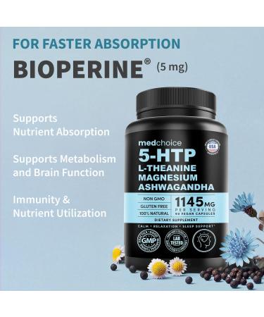 15-in-1 Mood Support Supplement - 5HTP 200mg Capsules with L-Theanine Magnesium Ashwagandha GABA Supplements 5 HTP Supplements with St. John's Wort and L-Tryptophan - 1145mg (90 Count Pack of 2) 90 Count (Pack of 2) - Buy Online on GoSupps.com