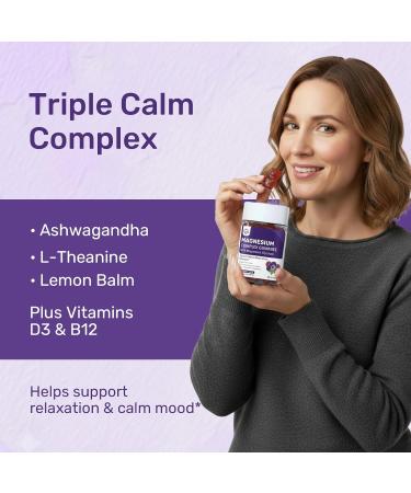 Magnesium Calm Gummies 300mg - 4-in-1 Magnesium Glycinate Citrate Malate & Taurate with Ashwagandha L-Theanine & Lemon Balm for Relaxation Mood & Zzz Support Sugar-Free Vegan | 60 Gummies - Buy Online on GoSupps.com