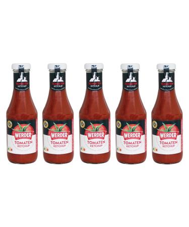 5 bottles Werder tomatoes ketchup 450 ml without preservatives gluten -free and lactose -free tomato ketchup tomato sauce fruity 450 ml (5 Pack)
