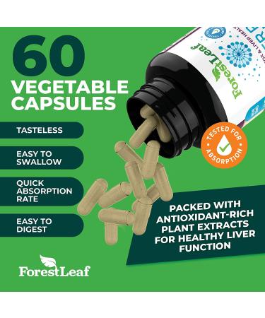 Liver Detox Cleanse Supplement with Milk Thistle & Dandelion Root - Prohepatic Liver Support by ForestLeaf | 60 Capsules - Buy Online on GoSupps.com