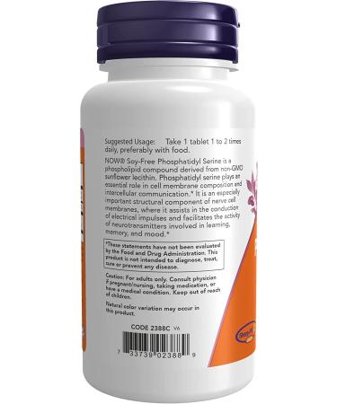 Now Foods Phosphatidyl Serine 150mg - Soy-Free - 60 Tablets | Improve Cognitive Function - Buy Online on GoSupps.com