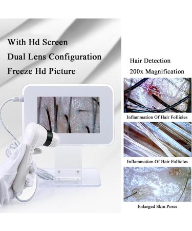 Skin Hair Analyser Scalp Hair Detector with 50X & 200X Lens 2 Million Pixel HD LCD Screen Stop Motion HD Images Comprehensive Skin Detection for Home Beauty Salon Spa - Buy Online on GoSupps.com