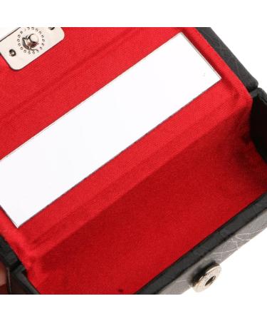 Milageto PU Leather Lipstick Case Holder with Mirror & Magnetic Closure - Stylish Black Cosmetic Organizer for Travel - Buy Online on GoSupps.com