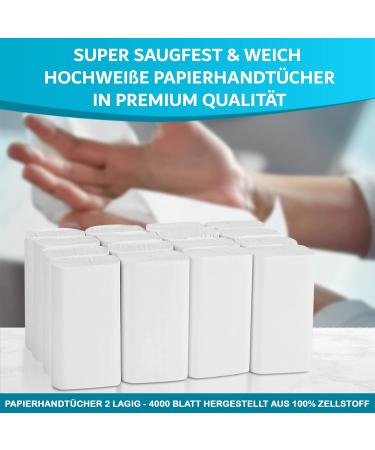 Premium White Paper Towels - 4000 Sheets Soft & Absorbent 2-Layer Folding Towels for Easy Use - Ideal for Home or Business - Buy Online on GoSupps.com