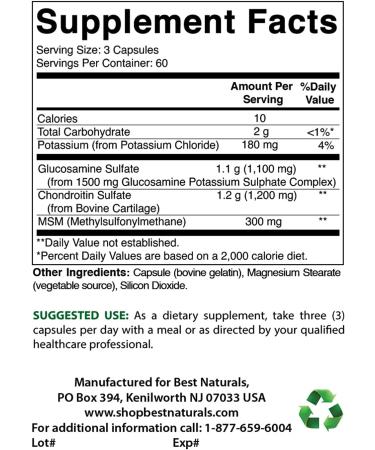 Best Naturals Glucosamine Chondroitin MSM (Non-GMO) 180 Count - Promotes Joint Health - Buy Online on GoSupps.com