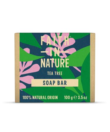 Faith In Nature Natural Tea Tree Hand Soap Bar Cleansing Vegan & Cruelty Free No SLS or Parabens 100g Tea Tree 100 g (Pack of 1)