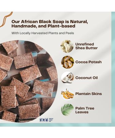 SW6 Authentic African Black Soap Bar | Organic Raw Soap with Shea Butter | Gentle Cleansing (5.29oz) | International Shipping Available - Buy Online on GoSupps.com
