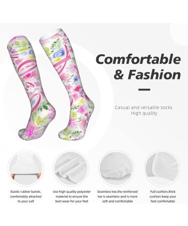Breast Cancer Ribbons Compression Socks 15-20 mmHg for Men & Women | Love Hope Faith | Perfect for Running & Cycling - Buy Online on GoSupps.com