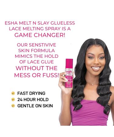 Esha Melt N Slay Glueless Lace Spray Melting and Holding for Wigs Lace Bond Adhesive Spray for Closure Wigs Extensions Strong Natural Forming Hold Protect Edges (354ML) - Buy Online on GoSupps.com