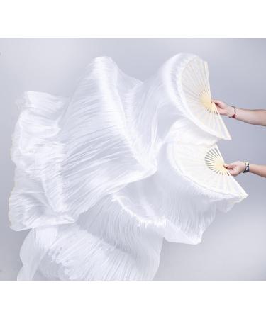 White Silk Belly Dance Fan Veils - Hand-Made 1.8m - FJYIRI Women - Buy Online on GoSupps.com