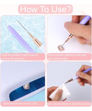 Nail Art Liner Brushes Set - 5Pcs 4/8/12/20/25mm Painting Tool for Nail Dotting & Fine Drawing - Purple Detail Brush for Long Lines & Designs - Buy Online on GoSupps.com