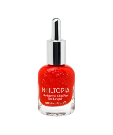 Nailtopia Bio-Sourced  Chip Free Nail Lacquer - All Natural  Strengthening Biotin and Superfood-Infused Polish - Chip Resistant Formula - Quick-Dry  Long Lasting Wear - Red Hot Summa - 0.41 oz