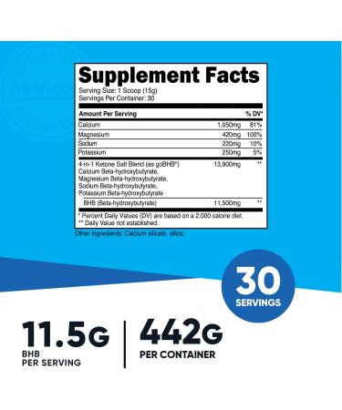 Nutricost Keto BHB Exogenous Ketones 4-in-1 (30 Servings) | 12g BHB Per Serving | Unflavored Ketone Salts - Buy Online on GoSupps.com