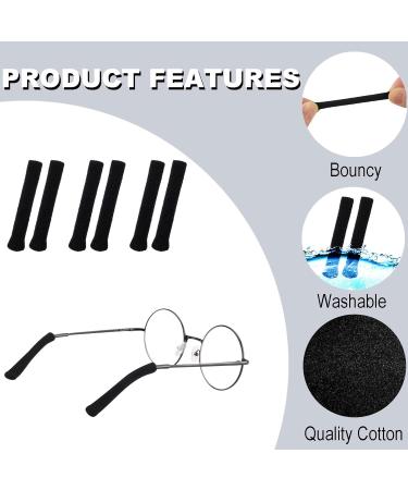 NHGAA 3 Pairs of Soft Elastic Knitted Cotton Glasses Ear Pads - Comfort Accessories for Sunglasses & Reading Glasses (Black) - Buy Online on GoSupps.com