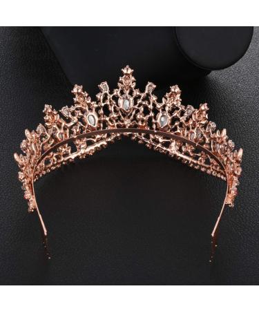 Minkissy Women Tiara with Comb | Crystal Headband Crown for Bride Princess & Lady - Golden & Rosa Strass - Buy Online on GoSupps.com