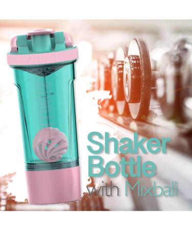 Artoid Mode 24-Ounce Fitness Protein Shaker Bottle | Dual Mixing Technology with Shaker Balls & Grids | Twist & Lock Protein Box | Cream Pink/Aqua Green - Buy Online on GoSupps.com