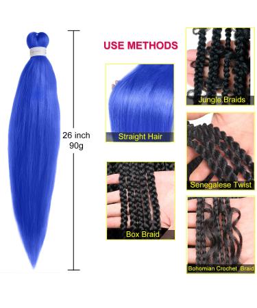 Leeven Azure Blue Pre Stretched Braiding Hair 26 Inch 2 Pack - Dark Blue Extensions for Crochet Hair - Buy Online on GoSupps.com