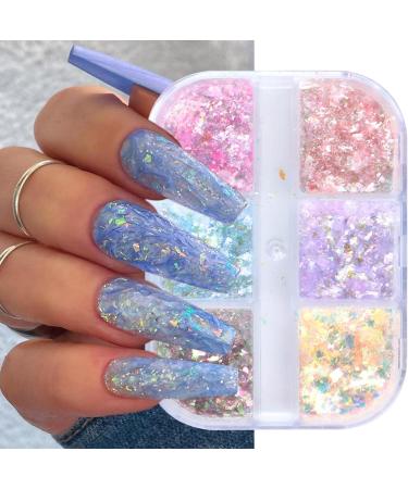 Holographic Mermaid Nail Art Glitter Sequins - 50g Irregular Aurora Opal Flakes for Nail Decoration - Buy Online on GoSupps.com