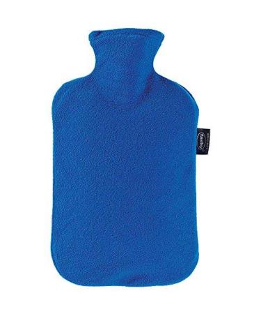 Fashy Hot Water Bottle with Fleece Cover Blue - Made in Germany