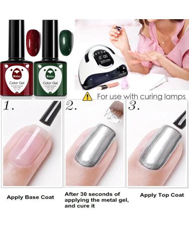 Christmas Gel Nail Polish Set Glitter Red Green 2 Colors Burgundy Dark Red Soak Off LED/UV Lamp Manicure Nail Varnish Sets for Women Nail Art Salon DIY Home - Buy Online on GoSupps.com