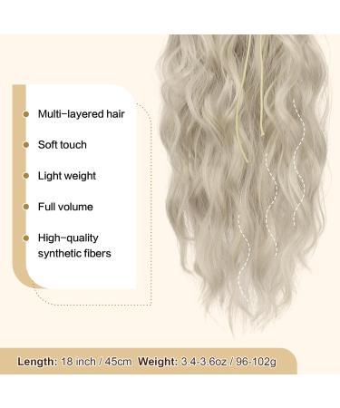 FESHFEN Ponytail Extensions Drawstring Ponytails Hair Extension Platinum Silver Blonde Long Curly Wavy Hair Piece Synthetic Pony Tail Hairpieces for Women 18 inch 18 Inch Platinum Silver Blonde - Buy Online on GoSupps.com
