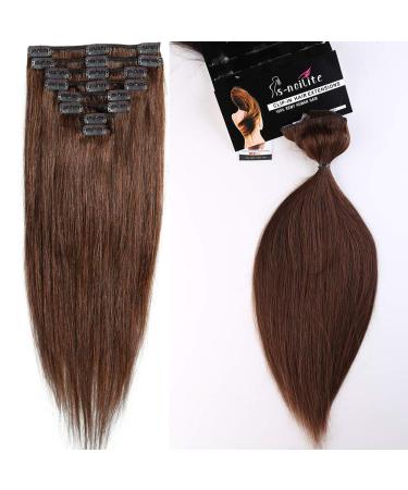Buy 18 Clips Clip In Remy Human Hair Extensions - 50cm Medium Brown (#4) - 105g Straight Hair for Easy Styling - Buy Online on GoSupps.com