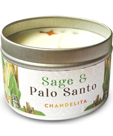 Chandelita fragrance candle aroma candle with essential oils natural from sage and Palo Santo - with pieces with soy wax for cleaning and meditation - chakra candle - aromatherapy candle