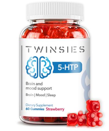 5-HTP Gummies 200mg with L-Tryptophan Supplement for Brain Mood Stabilizer and Sleep Support 60 Strawberry Gummies (Strawberry)