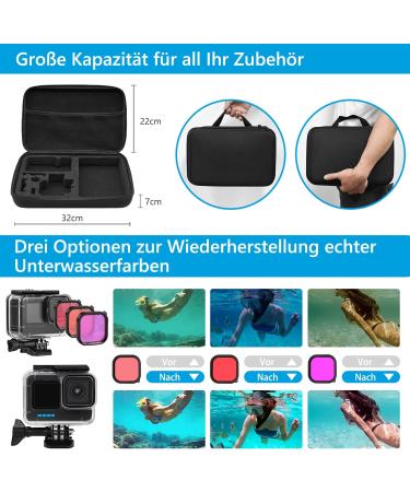 GoPro Hero 12/11/10/9 Accessories Set Kit Bundle - Waterproof Housing Snorkeling Gear Bicycle Bracket & Selfie Bar - Buy Online on GoSupps.com