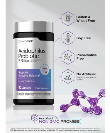 Horb ach Probiotic for Women & Men's Digestive Health | 3 Billion CFU | 90 Capsules | Non-GMO & Gluten Free - Buy Online on GoSupps.com