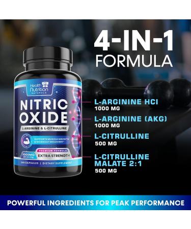 Extra Strength Nitric Oxide Booster 3000mg - 3X L-Araginine AKG & HCI + L-Citrulline Malate - Best Muscle Supporting Nitric Supplement - Natural Energy Heart Health Support Bottled USA - 240 Capsules 240 Count (Pack of 1) - Buy Online on GoSupps.com