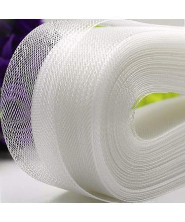 Warmadorn Polyester 2 Inch 50 Yard Stiff Horsehair Braid for Polyester Boning Sewing Wedding Dress Dance Skirt Gowns Shaping Trimming Accessories (2inch, White) 2inch white