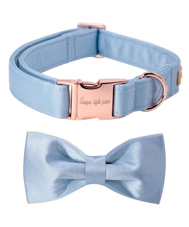 Unique Style Paw's dog collar blue satin dog collar with loop which fly adjustable pet collar gift for female or male big dogs L blue
