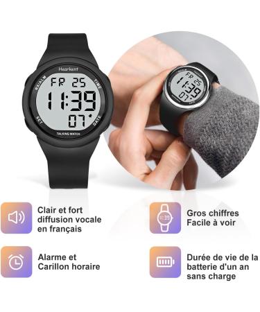 Buy Hearcent Speaking Wristwatch for Visually Impaired | Large LCD Display French Voice | Ideal for Seniors & Blind Users - Buy Online on GoSupps.com