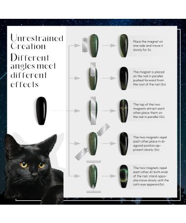 Aokitec 2 Colors Cat Eye Gel Nail Polish - Green & Yellow | 9D Magnetic UV LED Gel Varnish for Salon & Home DIY Nails - Buy Online on GoSupps.com