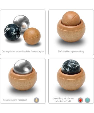 Kernpower BodyRoller Massage Roller - Natural Stone Stainless Steel & Wooden Balls in Jute Bag | Premium Red Beech Wood International Shipping - Buy Online on GoSupps.com