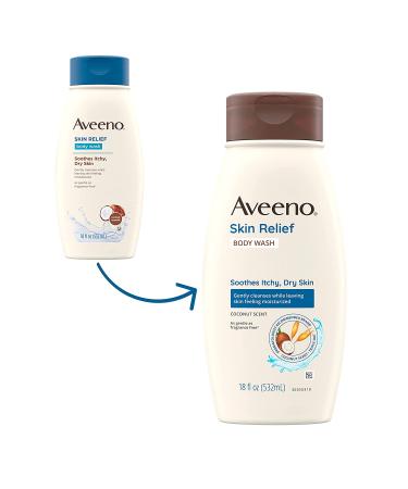 Aveeno Skin Relief Body Wash with Coconut Scent, Soothing Triple Oat Formula - 18 fl. oz - Buy Online on GoSupps.com