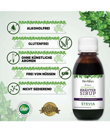 Herbion Naturals Ivy Leaf Cough Syrup with Thyme and Licorice 5 FL Oz Soothes Throat Alcohol Free Sugar Free with Stevia Pack of 2 - Buy Online on GoSupps.com